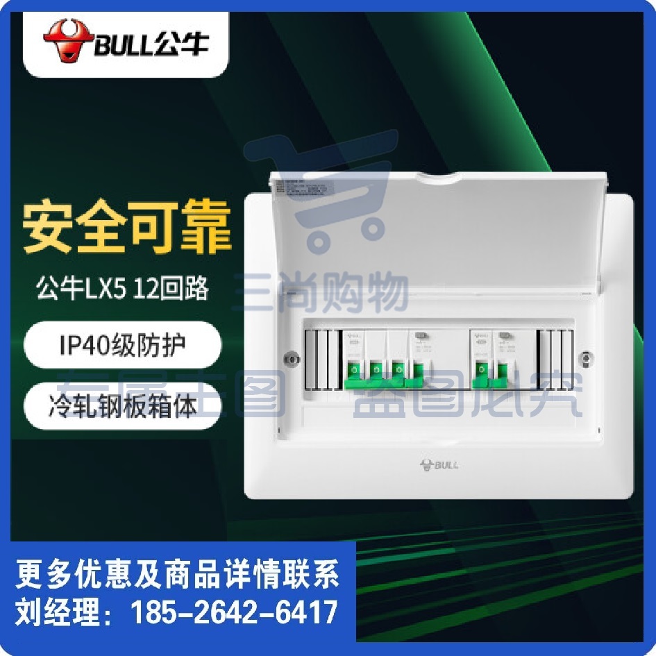 公牛(BULL) 公牛配电箱 12回路空开强电箱LX5-12s 配线箱白色盖板