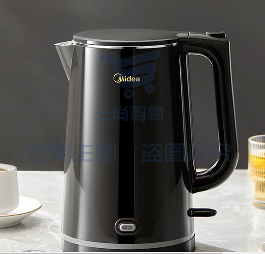 美的（Midea）1.5L热水壶MK-SHE1521 双层防烫烧水壶 316L不锈钢电水壶 一键保温55℃