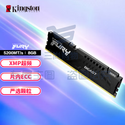 金士顿 (Kingston) FURY 台式机8G内存条5代 8GB DDR5 5200 骇客神条 Beast野兽系列 SKU：TK04380