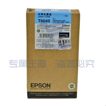 爱普生（EPSON）T6045原装墨盒 适用于9880C 7880C 7800 9800  220ml T6045 淡青色