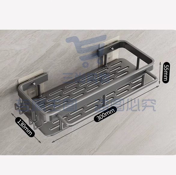 卫生间置物护栏 太空铝免打孔挂钩 壁挂式 单层加厚护栏  货号：JC