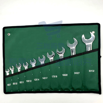 凯工 10件 10*6*32 镜面开口扳手双开口扳手开口扳手套装