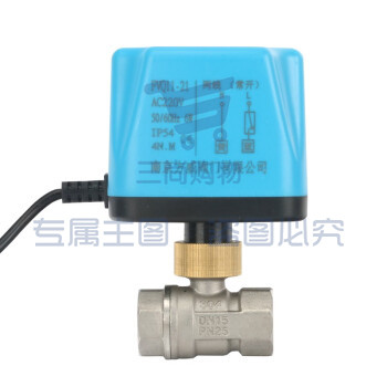 304不锈钢电动二通球阀二两线常开常闭12V24V220V电磁球阀DN20 25 11-21常开DC24V+不锈钢球阀DN15