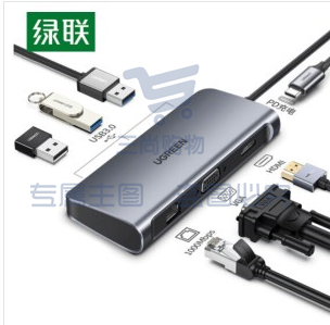 绿联 Type-C扩展坞 适用苹果MacBook华为笔记本拓展坞 USB-C转HDMI/VGA千兆网口电脑转换器网线转接头分线器  60557        WLSZ02122126207245