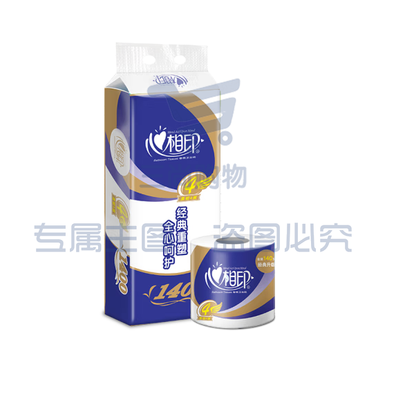 心相印 蓝色特柔卷纸 BT910 4层 140g*10卷 提装