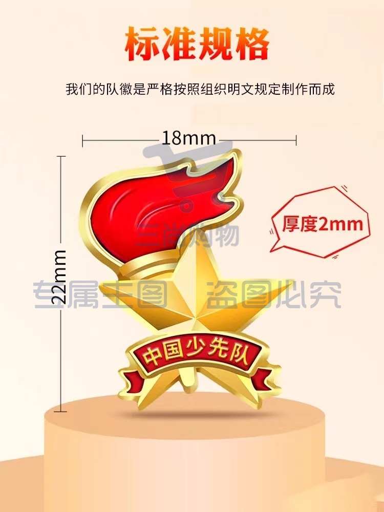 少先队队徽小学生磁铁 队徽少先队员标准型磁扣 别针扣  少先队徽章少先队队徽 10个装 单价