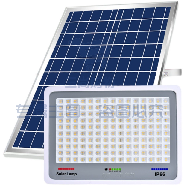 100W暖光太阳能灯 户外防水庭院暖光灯   灯170*190mm  太阳能板350*350mm  货号：JC