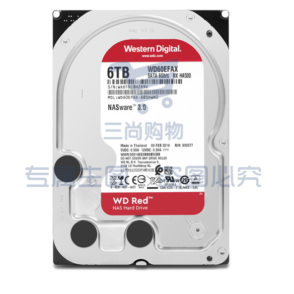 西部数据(Western Digital)WD60EFAX红盘 6TB SATA6Gb/s 256M 网络储存(NAS)硬盘