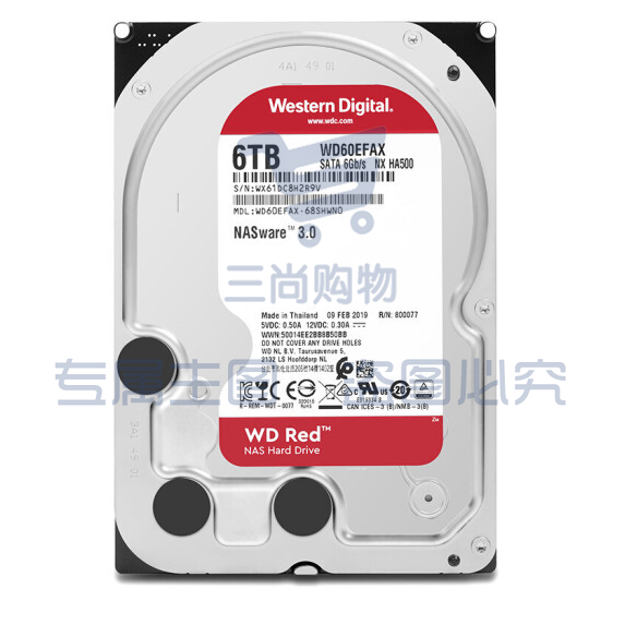 西部数据(Western Digital)WD60EFAX红盘 6TB SATA6Gb/s 256M 网络储存(NAS)硬盘 SKU：TK17743