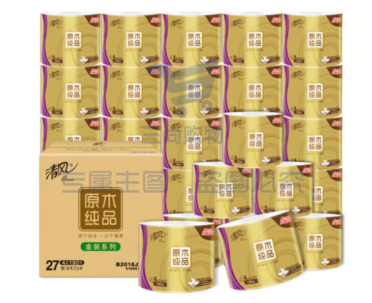 清风卷纸B2018JE27N 金装 4层180克卫生纸巾27卷/箱pcyg-230102152424