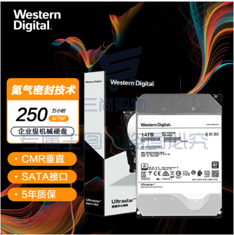 西部数据(Western Digital) WUH721414ALE6L4 14TB 企业级硬盘 HC530 SATA6GB/S 7200转512M 氦气密封 SKU：TK17732