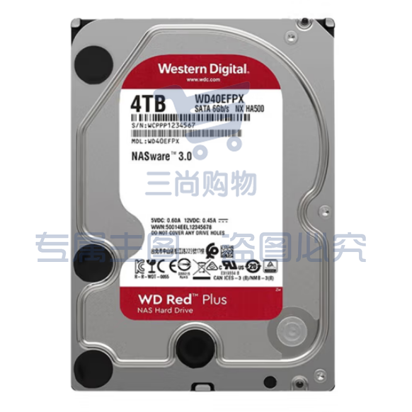 西部数据WD40EFPX NAS硬盘 WD Red Plus 西数红盘Plus 4TB 5400转 256MB SATA CMR