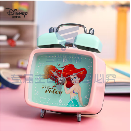 迪士尼（Disney）闹钟 小学生学习床头钟夜光双铃大音量卡通男女生儿童小闹钟 公主系列DM24983P