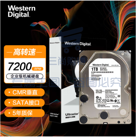 西部数据(Western Digital) HUS722T1TALA604 1TB SATA6Gb/s 7200转128M 企业级硬盘