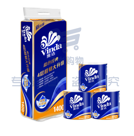 维达(Vinda) 蓝色经典4层卷纸140g卫生纸巾*10卷