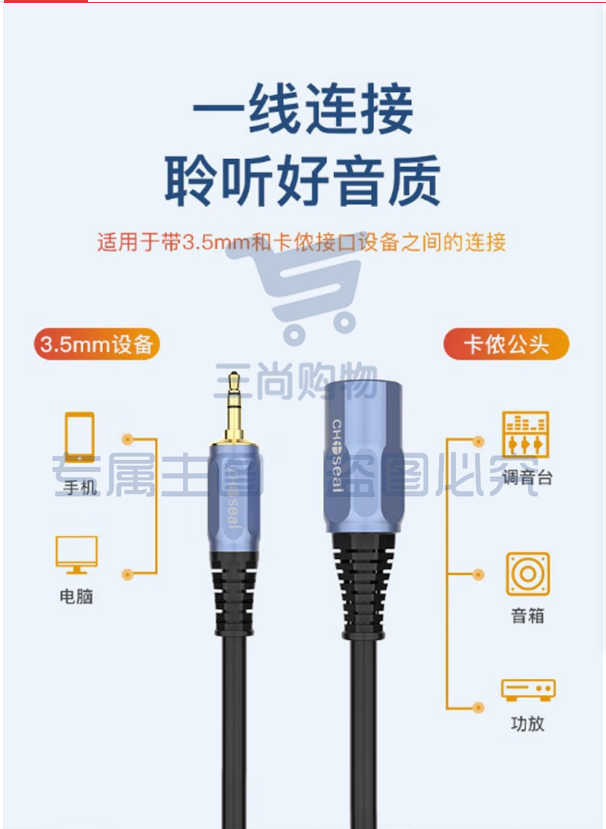 秋叶原   3.5耳机口转卡农调音台手机电脑麦克风声卡音频转换连接线 3.5mm转卡农公 5米（可当天配送发货）