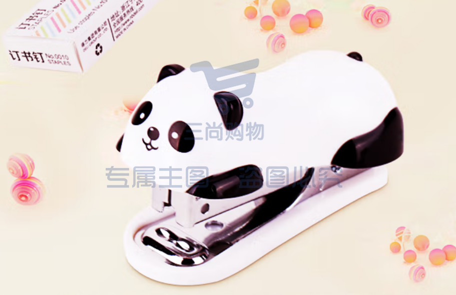 得力(deli)10#订书机小号迷你学生用省力起钉器可爱卡通订书器 熊猫卡通 0453