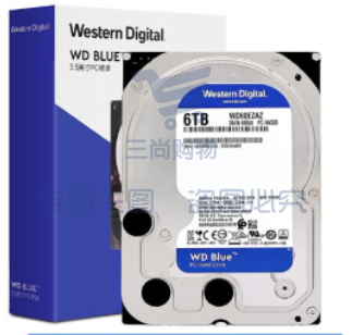 西部数据(WD)蓝盘 6TB SATA6Gb/s 5400转256MB 台式机械硬盘(WD60EZAZ) SKU：TK27592