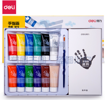 得力(deli) 12色 20ml 软管装可水洗 手指画 美术涂鸦颜料 73872 5盒装