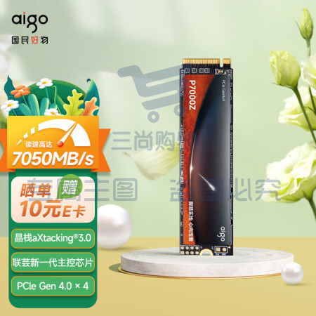 爱国者 (aigo) 1TB SSD固态硬盘 M.2接口(NVMe1.4) PCIe4*4 P7000Z 读速高达7450MB/s SKU：TK29916