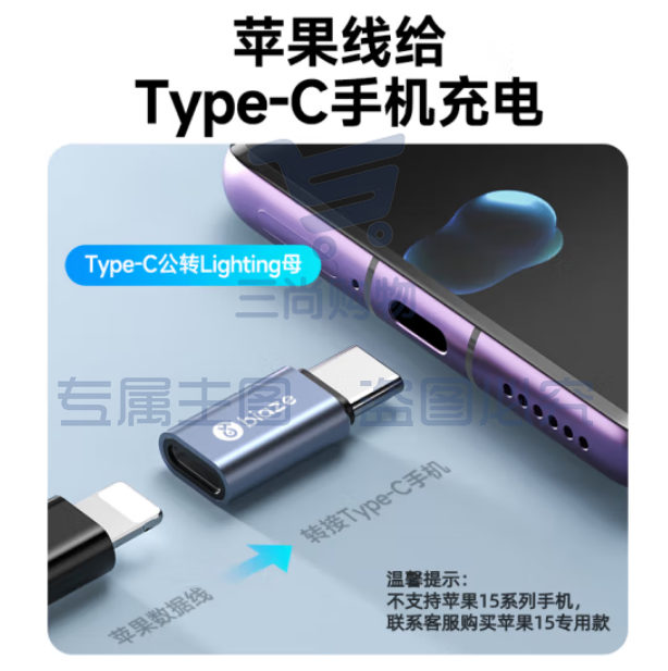 毕亚兹 type-c转接头 Lighting母头转type-c公头转换器 华为安卓充电线pro转接头 A160