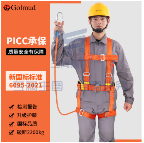哥尔姆 安全带 安全绳高空作业绳 高空作业安全带 保险带 电工 全身式 五点式 TE10单小钩5米
