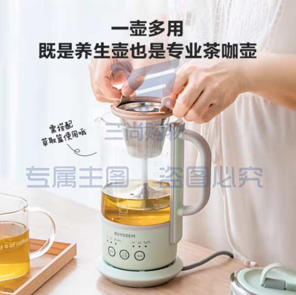 北鼎（Buydeem）烧水壶多功能分体式煮茶器 K36浅杉绿+迷你萃取篮