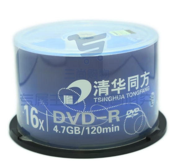 清华同方CD光盘刻录碟片16x 4.7GB办公耗材丝羽DVD-R(50片装 