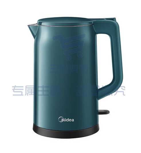 美的(Midea)电热水壶家用 1.7L烧水壶防烫防干烧热水壶 304不锈钢电水壶 17MS01.