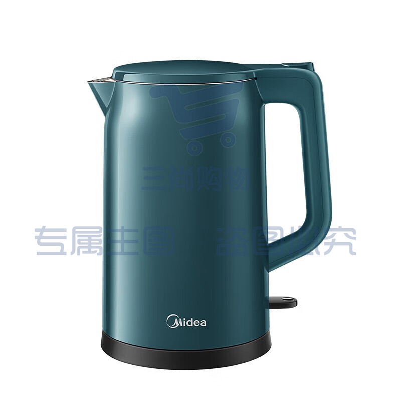 美的(Midea)电热水壶 家用1.7L烧水壶双钢防烫防干烧热水壶 304不锈钢电水壶 MK- 17MS01(1.7升外塑内钢)(2个起售)