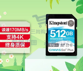 金士顿SD存储卡相机内存卡256G U3 V30 SDG3/256GB  4K超高清拍摄 读速170MB/s 写速90MB/s