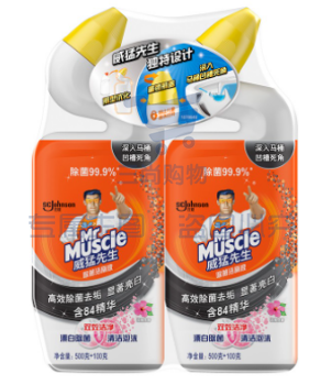 威猛先生洁厕剂(Mr Muscle)洁厕剂(500g+100g)*2瓶 淡雅花香型洁厕剂 含84精华 洁厕液 洁厕剂马桶清洁洁厕剂