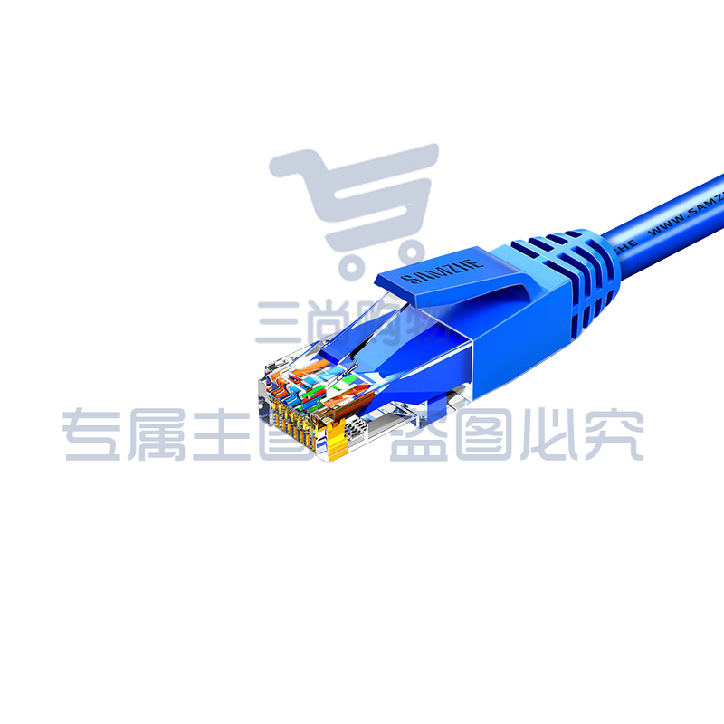 山泽(SAMZHE)TMA-6010CAT6类六类千兆八芯双绞成品网络跳线蓝色1米