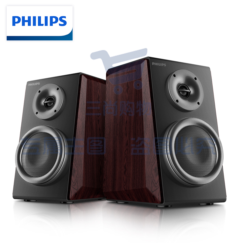 飞利浦(philips)MMS8000无线蓝牙电脑音箱书架式HIFI 2.0有源音箱光纤同轴音响