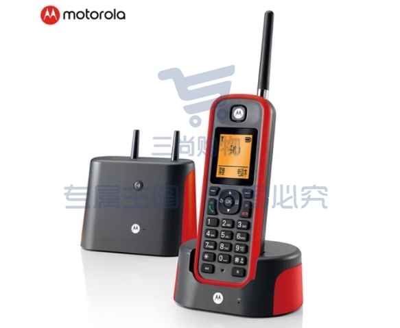 摩托罗拉（Motorola）远距离数字无绳电话机 无线座机 子母机单机 办公家用 中英文可扩展 O201C(红色)