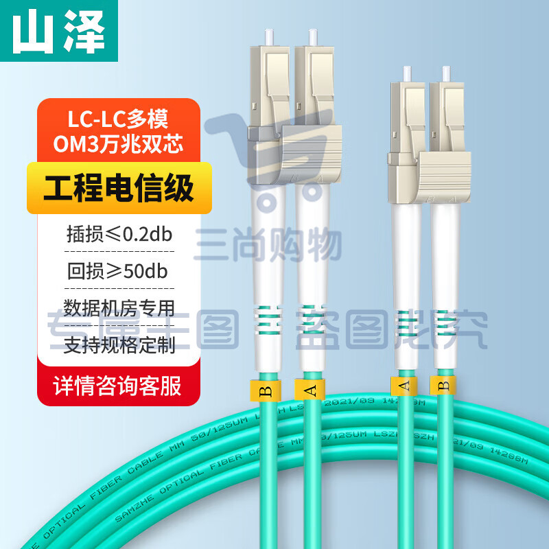 山泽（SAMZHE）G3-LCLC10 电信级万兆光纤跳线 LC-LC多模双芯OM3-300 低烟无卤入户光纤线收发器尾纤 10米