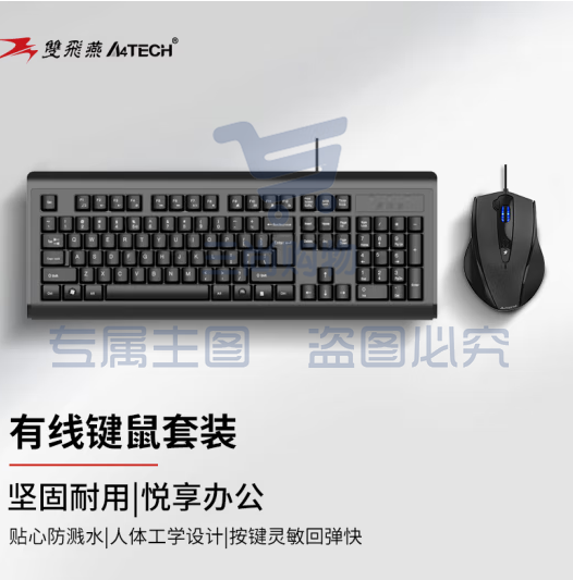 双飞燕（A4TECH) KB-N9100 键鼠套装有线鼠标键盘 USB接口 黑色