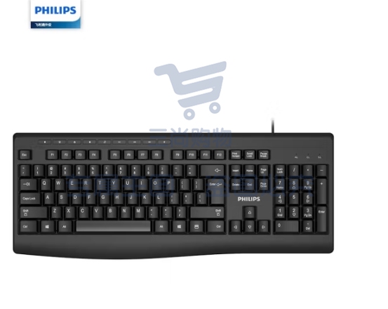 飞利浦（PHILIPS）SPK6313BS 有线键盘 电脑办公键盘 商务键盘 笔记本键盘 USB键盘多媒体 黑色