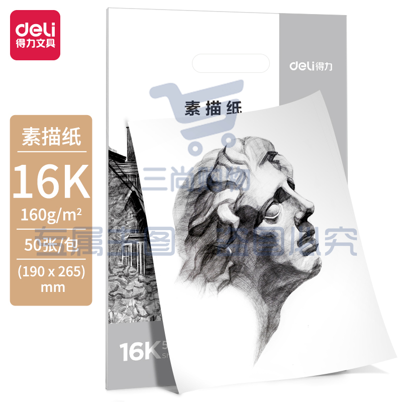 得力HS412素描纸-16K-160g-50张(白)(50张)