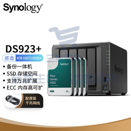 群晖（Synology）DS923+ 4盘位万兆扩展NAS 网络存储 私有云 团队云 备份网盘 标配+2T酷狼*2 