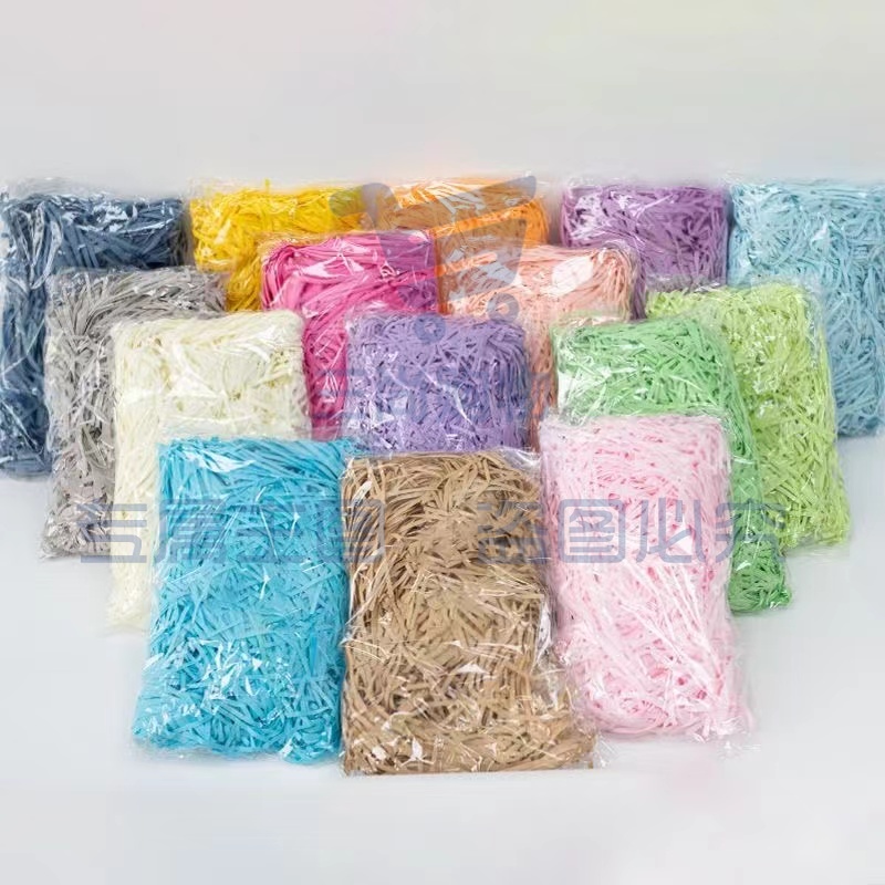 拉菲草礼物盒子包装礼盒装饰填充物碎纸丝条礼品拉丝纸絮纸屑  备注颜色