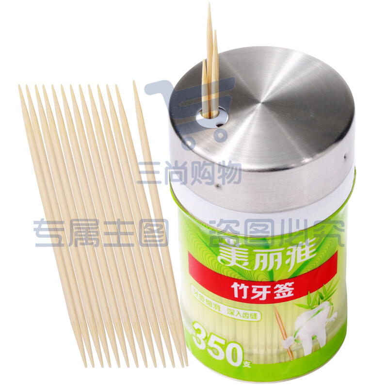 美丽雅一次性竹牙签350支装 双头使用清洁牙缝剔牙棒 家用水果签
