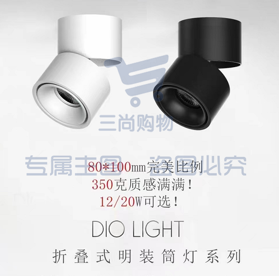 折叠式明装筒灯 80*100mm  货号：JC