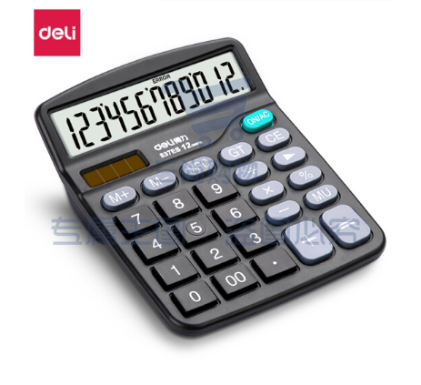 得力(deli)双电源桌面通用办公计算器 12位大屏幕桌面计算机 办公用品 837ES