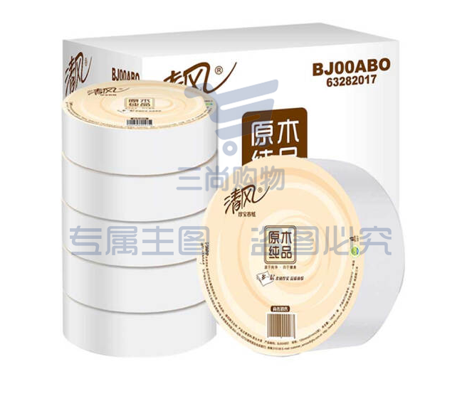 清风大卷纸3层180米*6卷商务大盘纸三层卫生纸厕所用纸手纸巾BJ00ABO