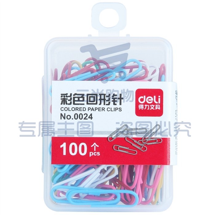 得力deli回形针0024 29mm(彩色)100枚/盒