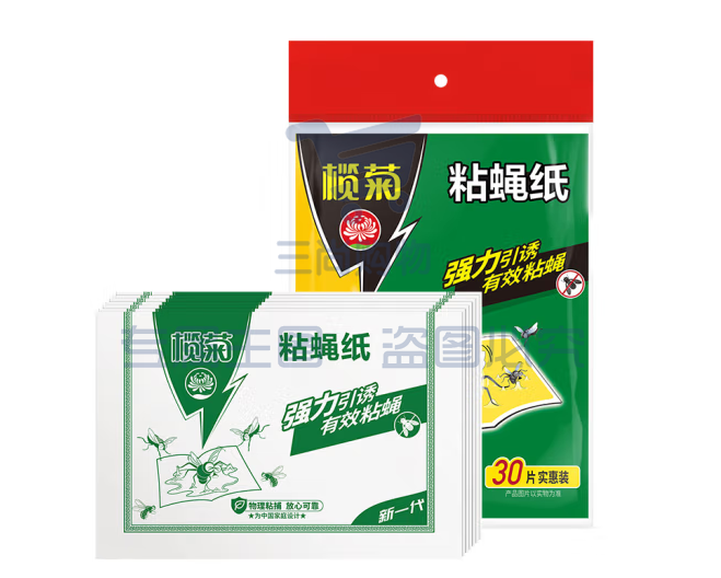 榄菊 粘蝇纸30片装*2 粘苍蝇板粘蝇胶捕蝇灭蝇器 苍蝇贴