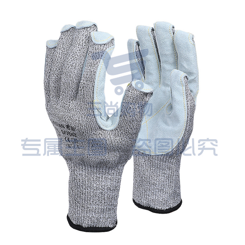 君御SF7042手掌加皮5级防割手套耐磨耐高温250度机械防护牛皮手套
