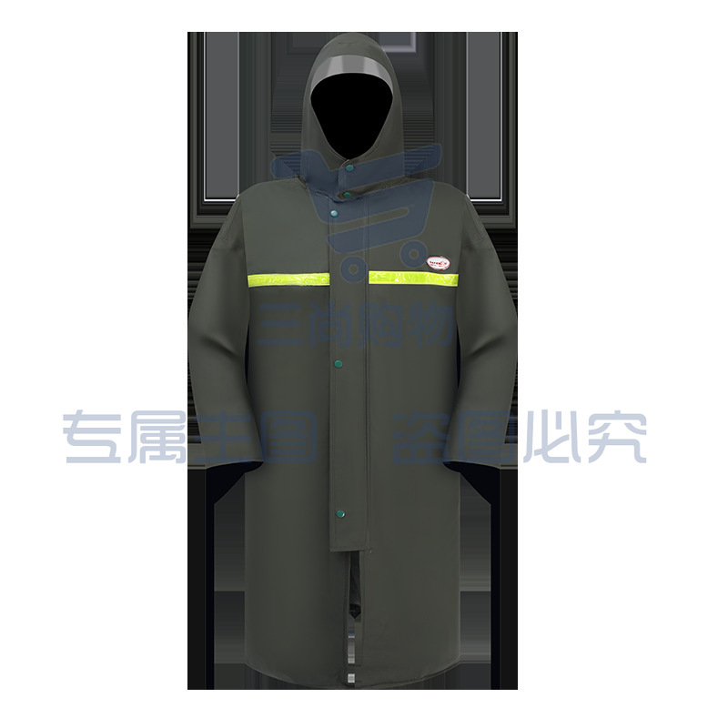 君御SF-45连体雨衣长款加厚PVC防水防雨户外带反光条工作雨披大款