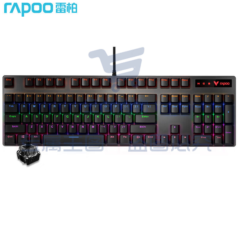 雷柏(Rapoo) V500PRO 有线背光机械键盘 104键全尺寸 全键无冲键盘 黑轴